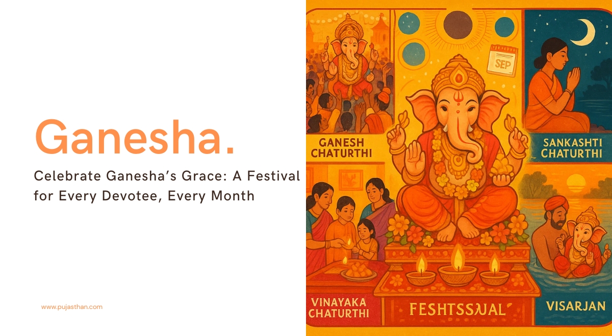 Top Ganesha Festivals: Dates, Rituals, Significance & How to Celebrate 5 Devotees celebrating Ganesha festivals like Ganesh Chaturthi and Sankashti with home altars, idols, and aarti