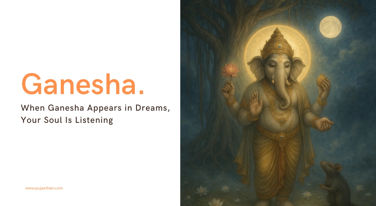 Ganesha in Dreams: Meanings, Symbolism & Spiritual Messages 8 Lord Ganesha in a dream scene under a moonlit banyan tree with golden aura and mist