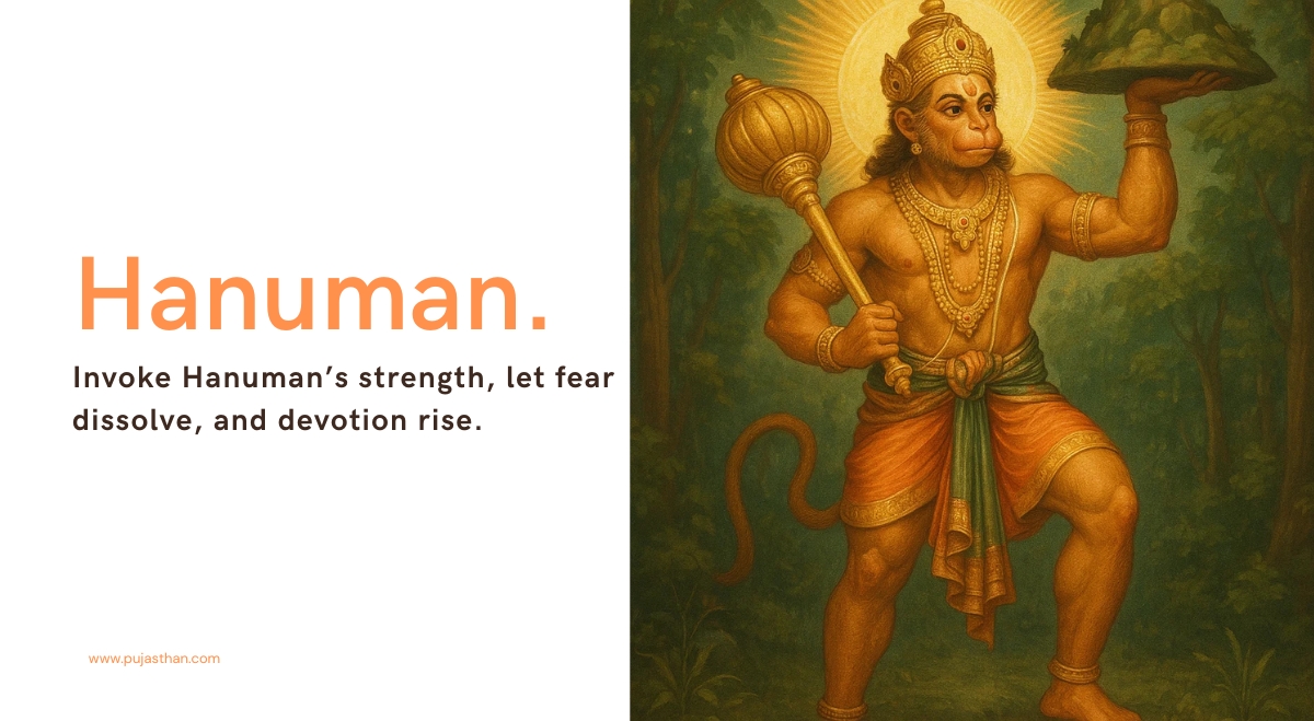 Lord Hanuman – The Embodiment of Strength, Bhakti & Wisdom 8 Hanuman holding mace and mountain representing strength and devotion